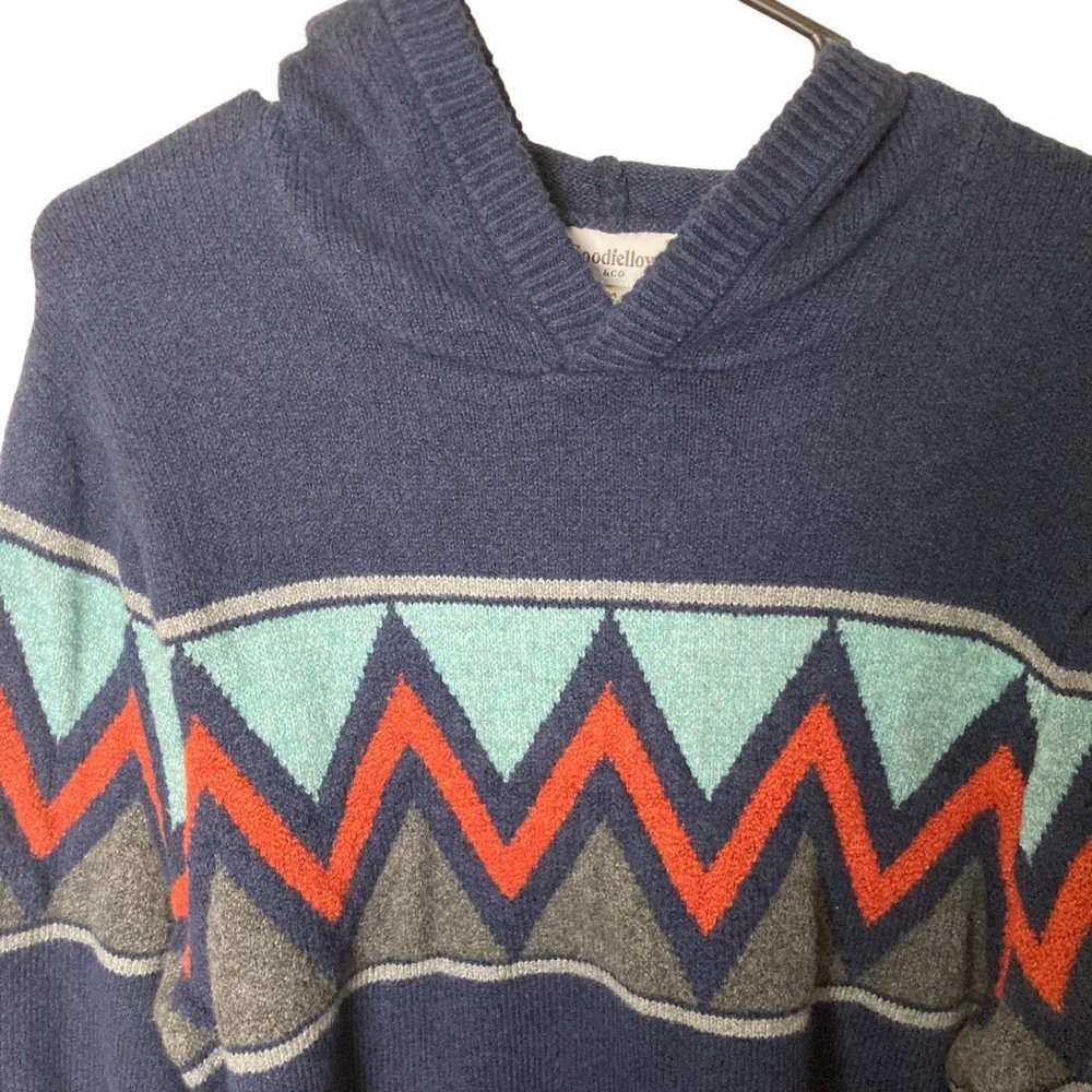 Goodfellow & Co Men Medium‎ Blue Orange Zig Zag Xavier Pullover Sweater Hoodie - Picture 4 of 8